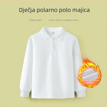 Polo majica za djecu - dugi rukavi, pamukova smjesa, svestran stil, jednobojna, zimska sezona