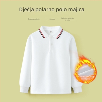 Polo majica za djecu - dugi rukavi, pamukova smjesa, svestran stil, jednobojna, zimska sezona