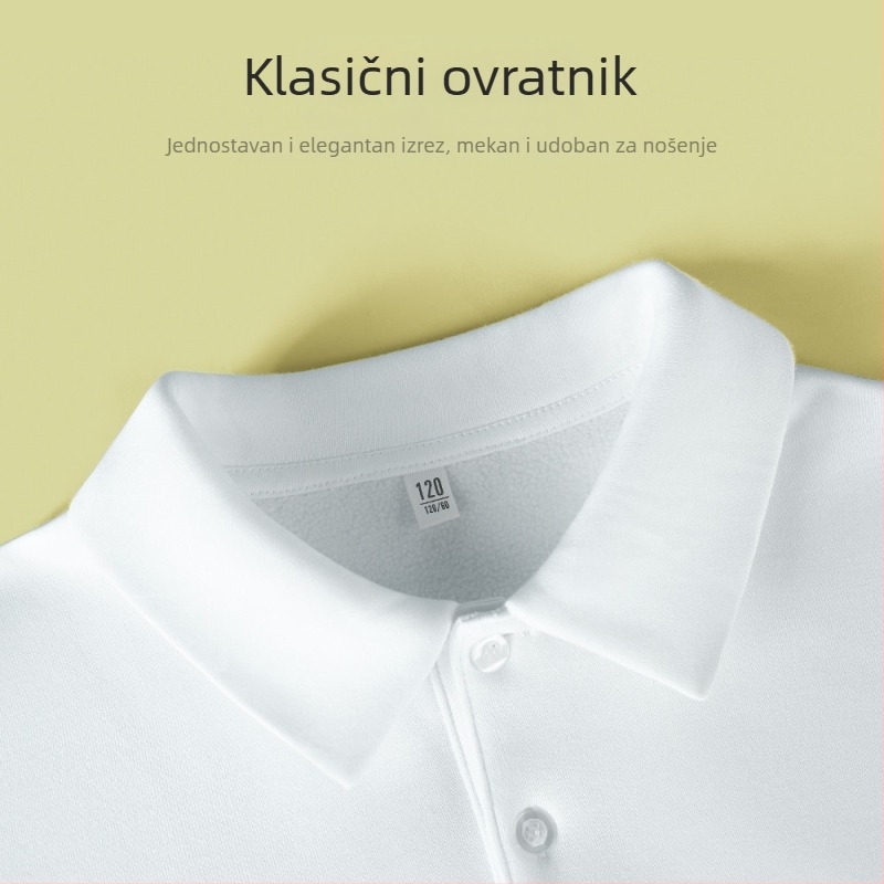 Polo majica za djecu - dugi rukavi, pamukova smjesa, svestran stil, jednobojna, zimska sezona