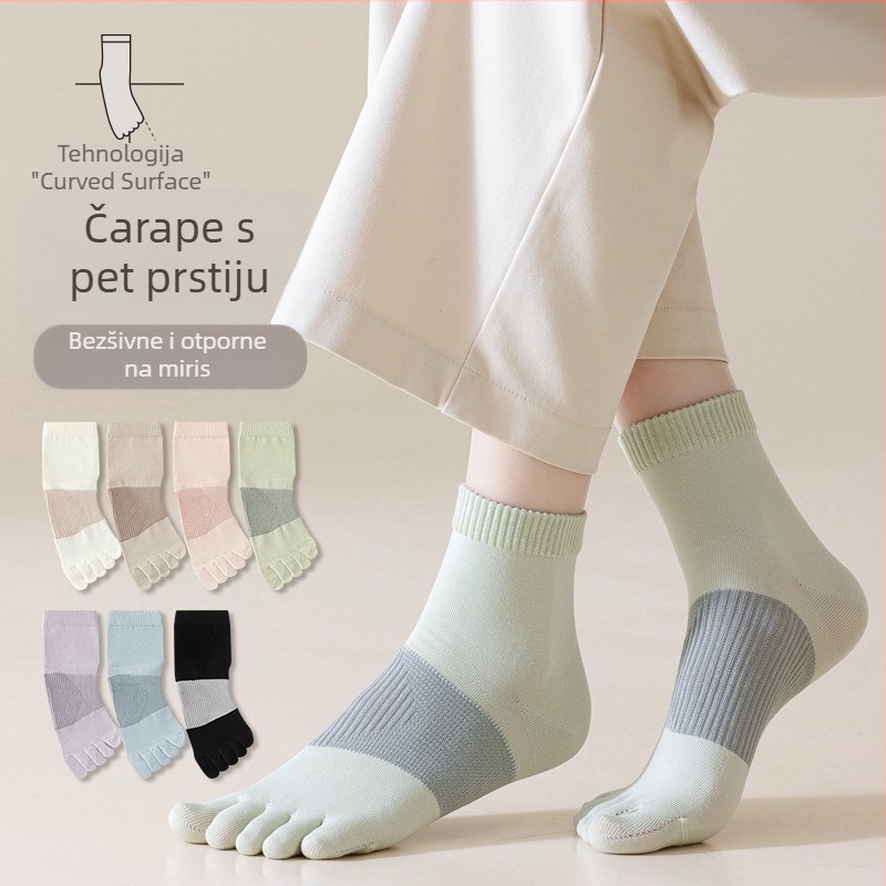Ženske čarape s pet prstiju od pamuka – antibakterijske, protiv mirisa, upijaju znoj