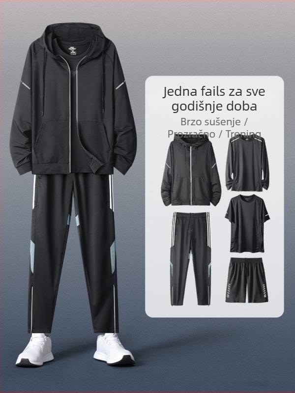 Muški hoodirani sportski set s dugim rukavima – casual poliester