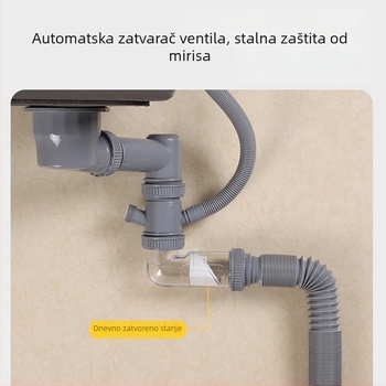 Kuhinjski set odvodne cijevi za sudoper – dvostruki odvod s protiv mirisa, ABS, povlačni tip