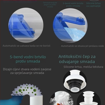 Horizontni odvod vode iz umivaonika s preklopnim poklopom – otporan na miris, moderni minimalistički stil, materijal: Drugi