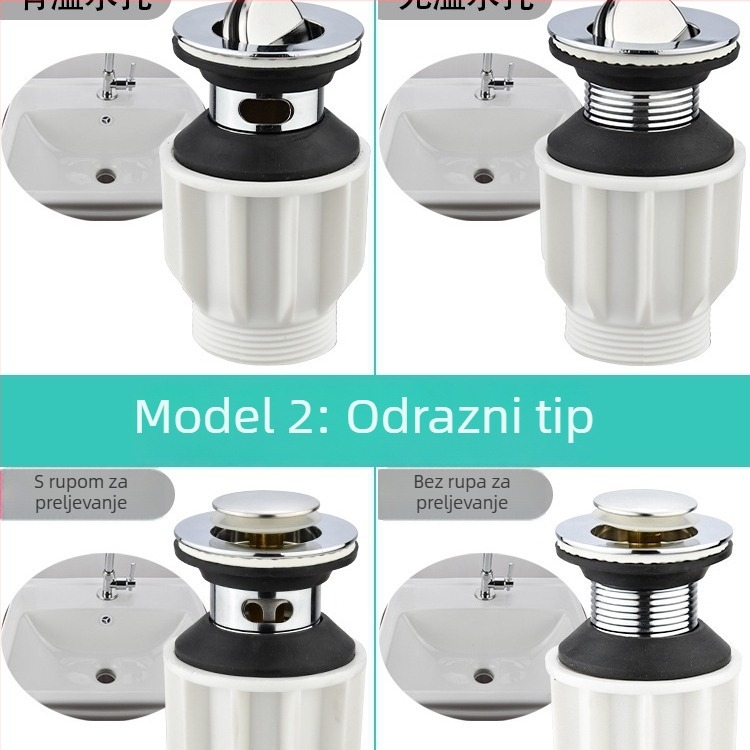 Horizontni odvod vode iz umivaonika s preklopnim poklopom – otporan na miris, moderni minimalistički stil, materijal: Drugi