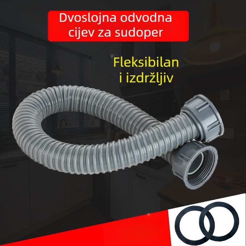 PVC debela odvodna cijev za umivaonik — fleksibilna i izdržljiva, model AQ-20, promjer vijka 45 mm