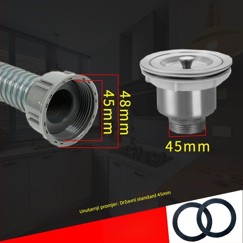 PVC debela odvodna cijev za umivaonik — fleksibilna i izdržljiva, model AQ-20, promjer vijka 45 mm