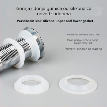 Silikonske gornje i donje brtve za odvodnju umivaonika, model 37, zaštita od propuštanja, pribor za odvodnu cijev