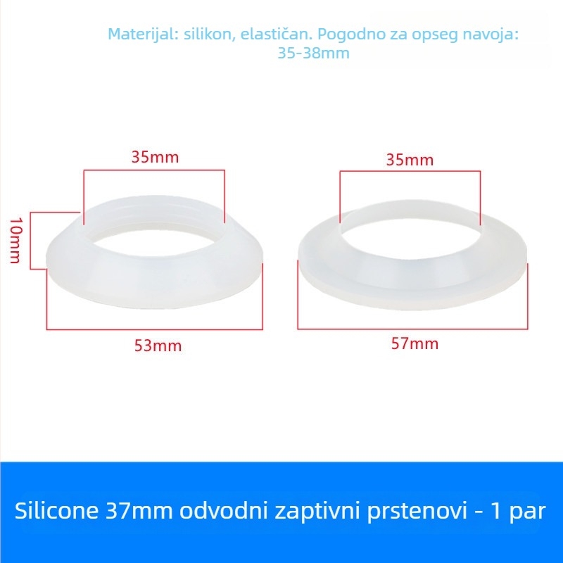 Silikonske gornje i donje brtve za odvodnju umivaonika, model 37, zaštita od propuštanja, pribor za odvodnu cijev