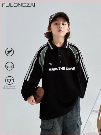 Fulongzai dječja unisex polo majica, pamuk, jesen, za djecu 8+ godina