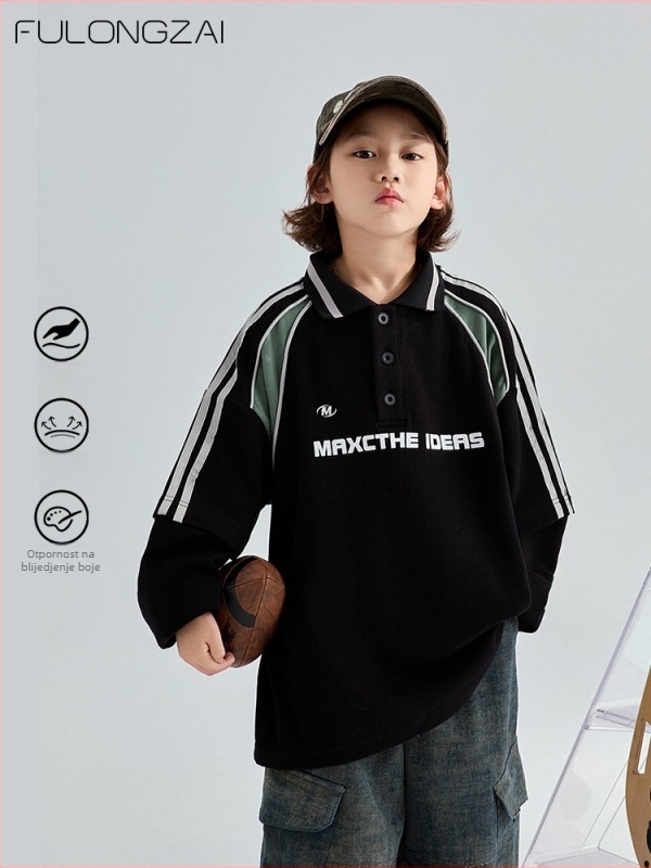 Fulongzai dječja unisex polo majica, pamuk, jesen, za djecu 8+ godina