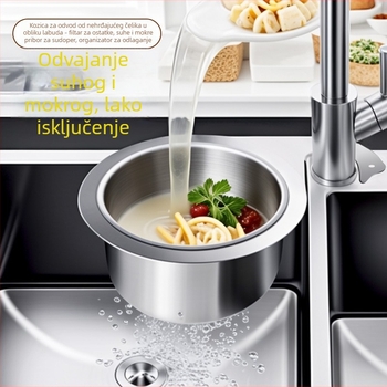 Posuda od nehrđajućeg čelika u obliku labuda s filtrom – višenamjenski stalak za sudoper za suhe i mokre ostatke