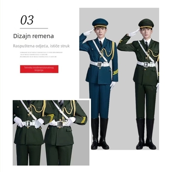 Uniforma za ceremoniju dizanja zastave – vojni bubnjarski zbor, unisex, za scenske nastupe, 18–24 godina, jesen 2025, materijal: imitacijska vuna s elastanom