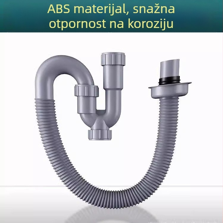 Antiodor odvod za umivaonik, S-zavoj, povlačni tip, ABS materijal, moderan minimalistički stil