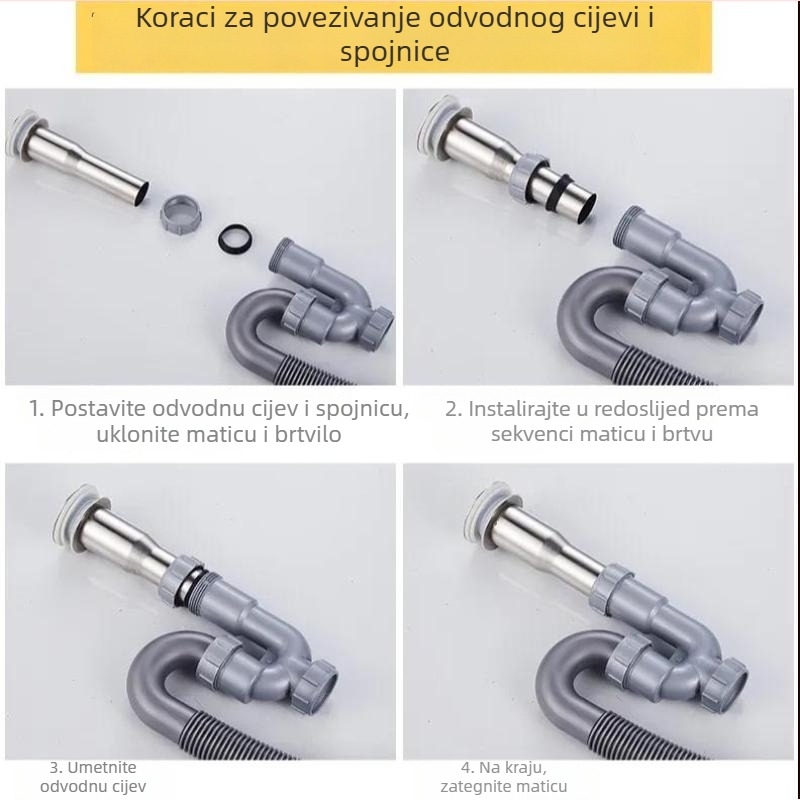 Antiodor odvod za umivaonik, S-zavoj, povlačni tip, ABS materijal, moderan minimalistički stil
