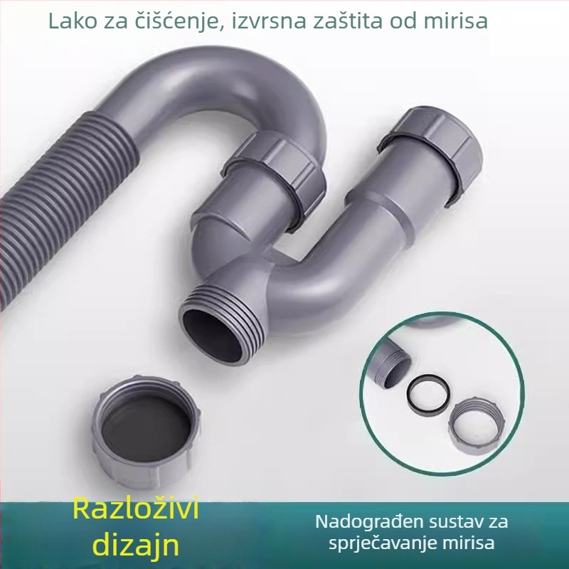 Antiodor odvod za umivaonik, S-zavoj, povlačni tip, ABS materijal, moderan minimalistički stil