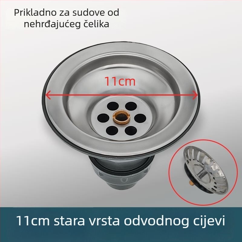 Nehrđajući čelični odvodni koš za sudoperu — oblik P-krivulja, tip Bounce, zadani model