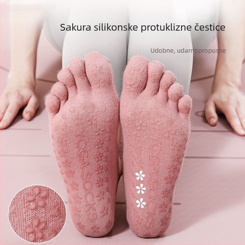 Križno-prstne čarape za jogu, pamuk, protuklizne, kratke, za žene