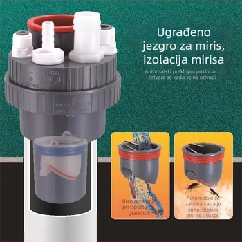 Kuhinjski odvodni spoj protiv mirisa, petkanalni odvod, ABS+ materijal, model 3225, težina 290 g