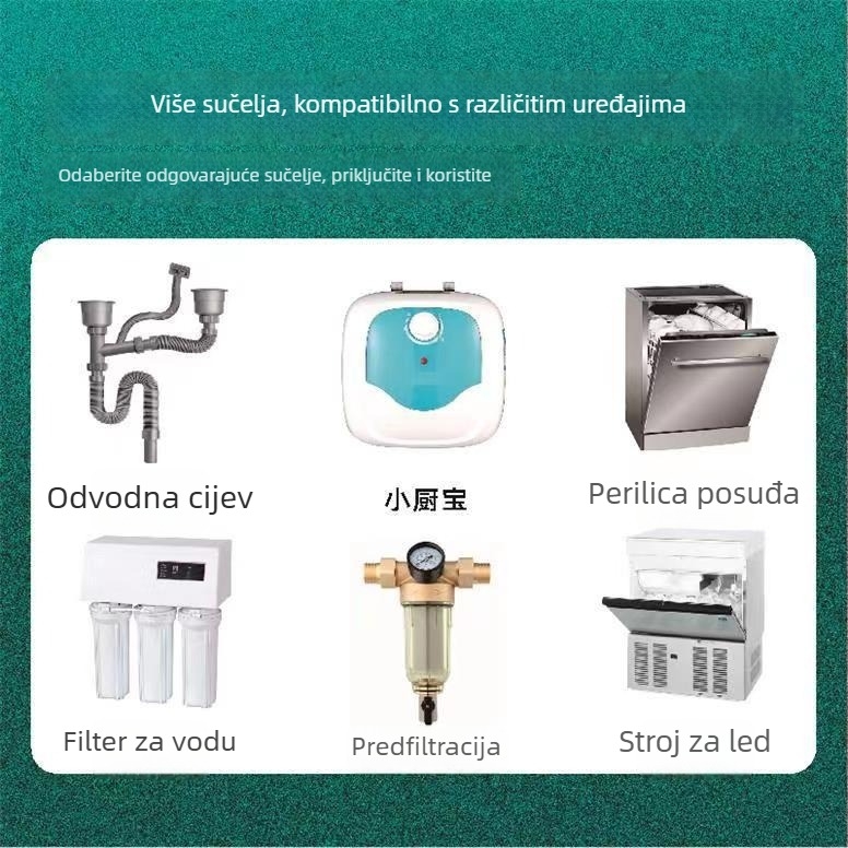 Kuhinjski odvodni spoj protiv mirisa, petkanalni odvod, ABS+ materijal, model 3225, težina 290 g