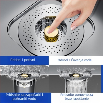 Nehrđajući čelični filter za sudoper s mehanizmom podizanja – univerzalni odvod, 150 g