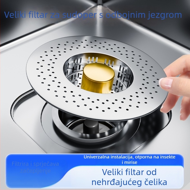 Nehrđajući čelični filter za sudoper s mehanizmom podizanja – univerzalni odvod, 150 g