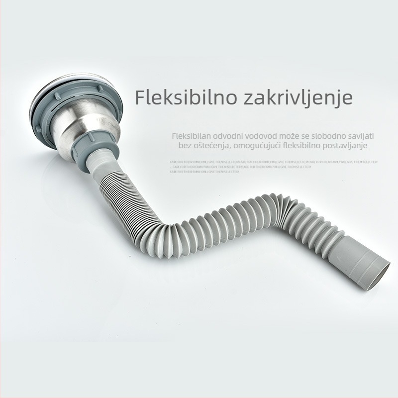 Kuhinjski sudoper od nehrđajućeg čelika s dvostrukim koritom, odvodni sustav u obliku S, vučni odvod, model 8040B, stil modernog minimalizma