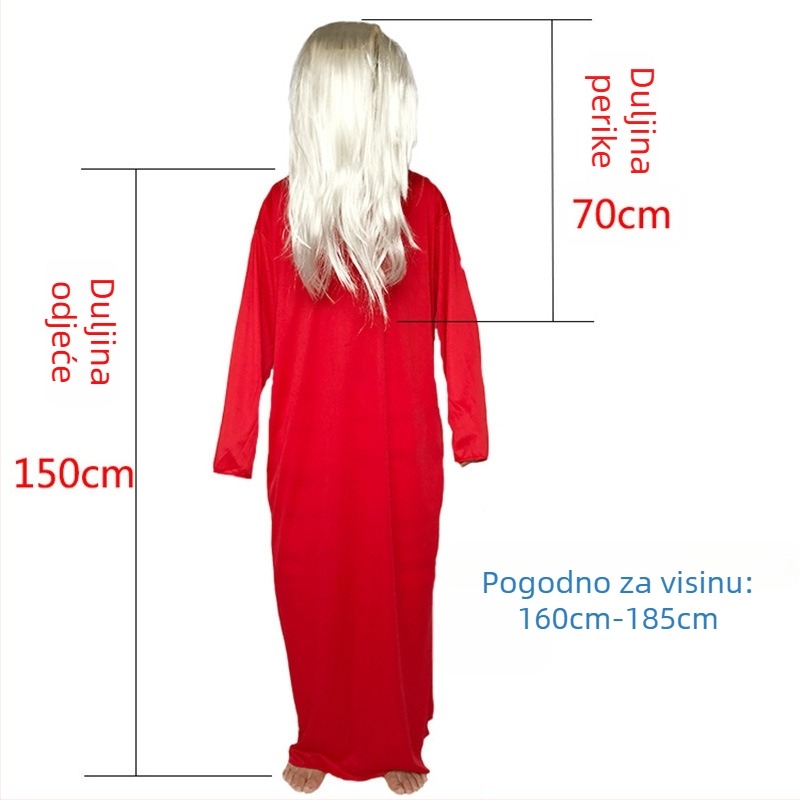 Sadako cosplay kostim za Halloween, unisex za odrasle, glavni materijal pamuk, 30% polipropilen, podstava akril 40%, pogodan za scenu, sve sezone