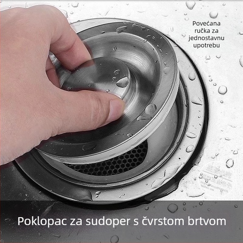 Poklop za sudoper od nehrđajućeg čelika; brtveni poklop i odvajač; pakiranje: jedno; model: drugo