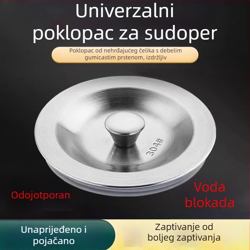 Poklop za sudoper od nehrđajućeg čelika; brtveni poklop i odvajač; pakiranje: jedno; model: drugo