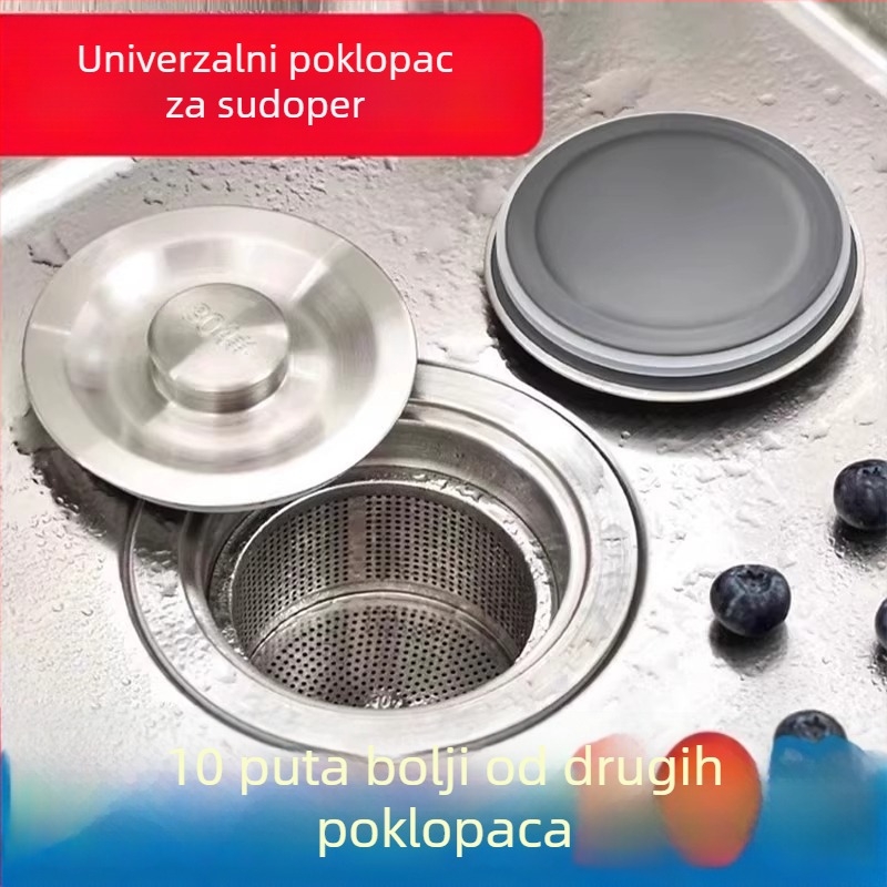 Poklop za sudoper od nehrđajućeg čelika; brtveni poklop i odvajač; pakiranje: jedno; model: drugo