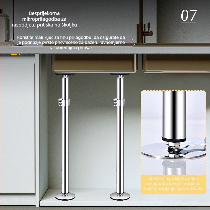 Samostojeći okvir za podršku kuhinjskog sudopera ispod ploče, nehrđajući čelik, model 08565, težina 1,4 kg, stil moderni minimalistizam