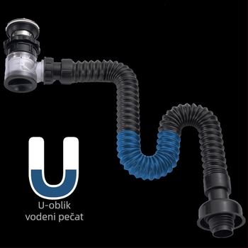 Integrirani odvod za umivaonik s Flip ventilom – sedmom oblikom dizajn, model V6556/V6557, materijal: čelik i plast, marka Vymus