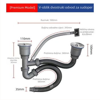 Weigrids Set odvoda za kuhinjski sudoper - Plastika, Model 205, Moderan minimalistički stil