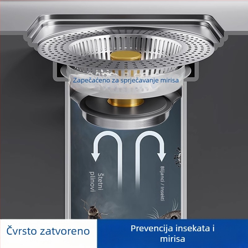 Fordy filtr za kuhinjski sudoper od nehrđajućeg čelika 304, univerzalni pop-up odvodni mehanizam i zatvarač odvoda, model Q-6885