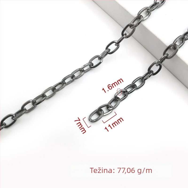 Ukrasni lanac od željeza, elektroplatiran, Jin Ming, 800 čisto srebro, pravokutni ili ovalni oblik