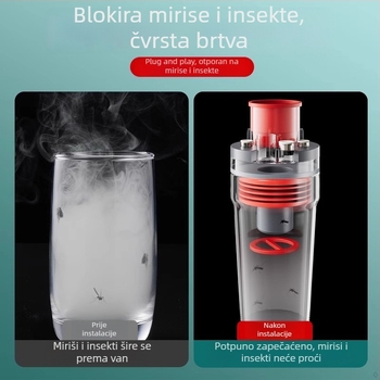 Kuhinjski odvodni sustav: trostruki i petodijelni diverter set s anti-odor funkcijom, model AAAM3, marka First Impression, moderni jednostavan stil