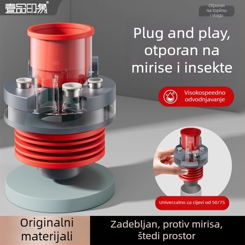 Kuhinjski odvodni sustav: trostruki i petodijelni diverter set s anti-odor funkcijom, model AAAM3, marka First Impression, moderni jednostavan stil