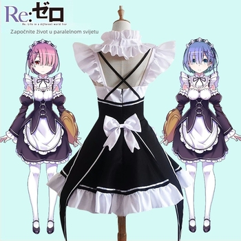 Cosplay haljina za sobaricu RemRam-inspired, za žene, za igre i anime RPG; Značka Zi Xiao; Tkanina: uniform; Glavna tkanina: 99% poliester