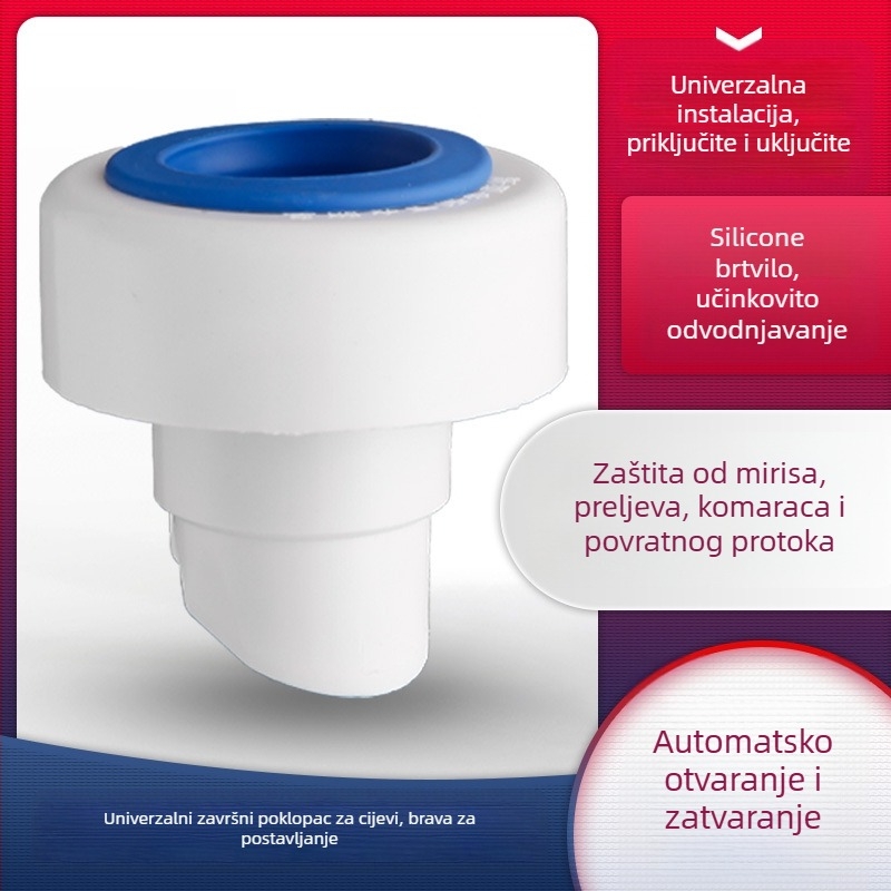 Zatvara za odvod protiv mirisa za umivaonik i kuhinju, ABS, model 50/60/75, neto težina 65 g, moderni minimalistički stil