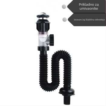 Odvodni cjevovod za umivaonik sa S-krivom i preklopnim poklopom (Flip Style Water Set), materijal: nehrđajući čelik + PP, protiv mirisa, protiv curenja