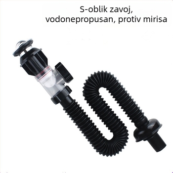 Odvodni cjevovod za umivaonik sa S-krivom i preklopnim poklopom (Flip Style Water Set), materijal: nehrđajući čelik + PP, protiv mirisa, protiv curenja