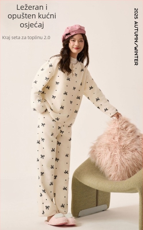 Wuji Liangpin – Yunshu Velvet kućni set 2.0, ženske pidžame, korejskog stila, casual, nježno na kožu