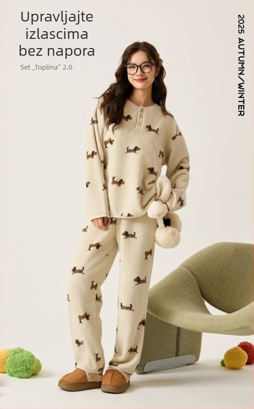 Wuji Liangpin – Yunshu Velvet kućni set 2.0, ženske pidžame, korejskog stila, casual, nježno na kožu