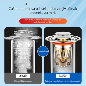 Zátka za odvodnju umivaonika, push-type, model J30512, jezgro od debelog bakra, njemački stil pokretanja, univerzalna kompatibilnost, moderni minimalistički stil