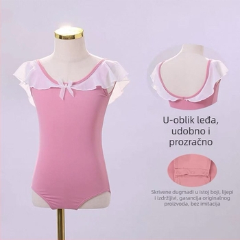 Bemeiya dječji pamučni plesni kostim za balet i nastupe, kratki rukavi