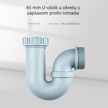 U-oblik odvodnog koljena za sudoper, protiv mirisa, protiv preljeva, otporno na visoke temperature, PP materijal