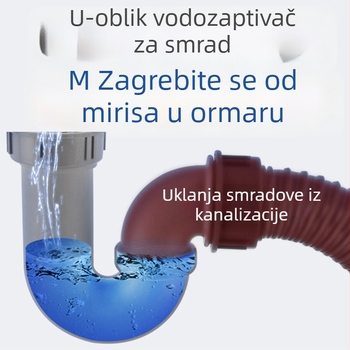 U-oblik odvodnog koljena za sudoper, protiv mirisa, protiv preljeva, otporno na visoke temperature, PP materijal