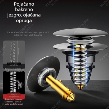 Push-type pop-up odvoda za umivaonik s filtrom, bakar i ABS, model Basin deodorizer, ugradnja u njemačkom stilu, moderni minimalistički dizajn