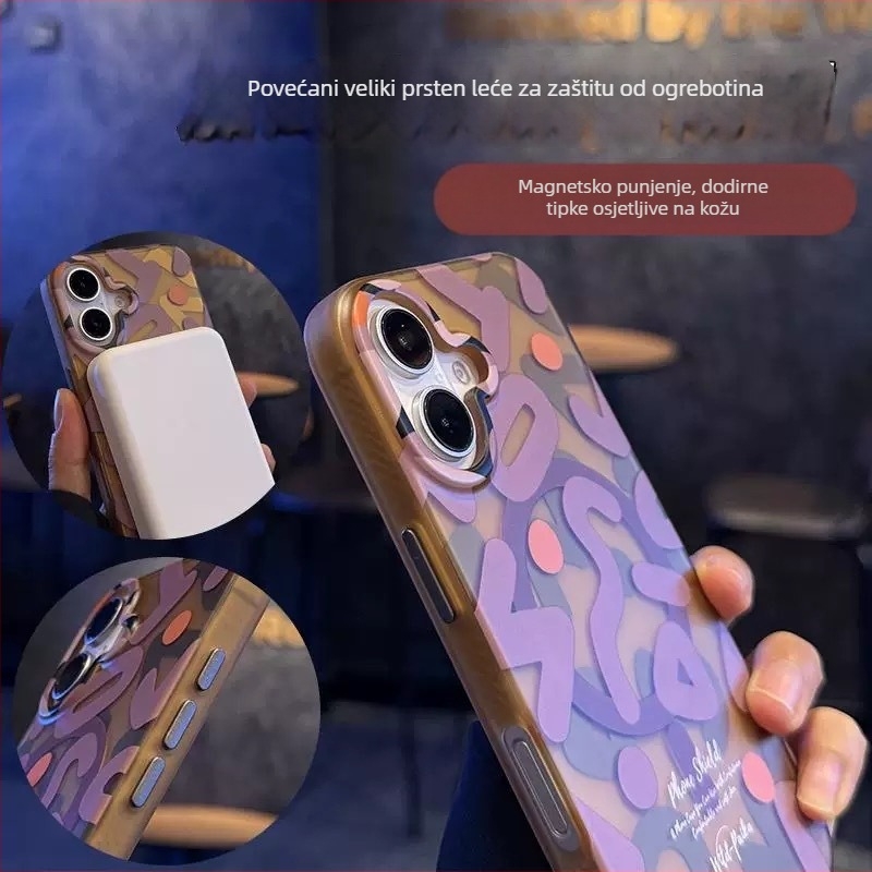 Futrola za iPhone 17 Pro Max s graffiti mat završnim slojem, magnetskim držanjem, puna zaštita — PC+TPU, otporna na udarce, otporna na otiske prstiju