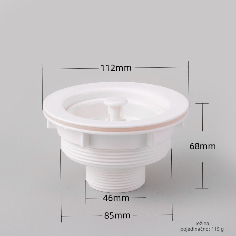 Glava odvoda za sudoper, PP materijal, 115 g, moderan minimalistički dizajn, brtveni ventil protiv mirisa